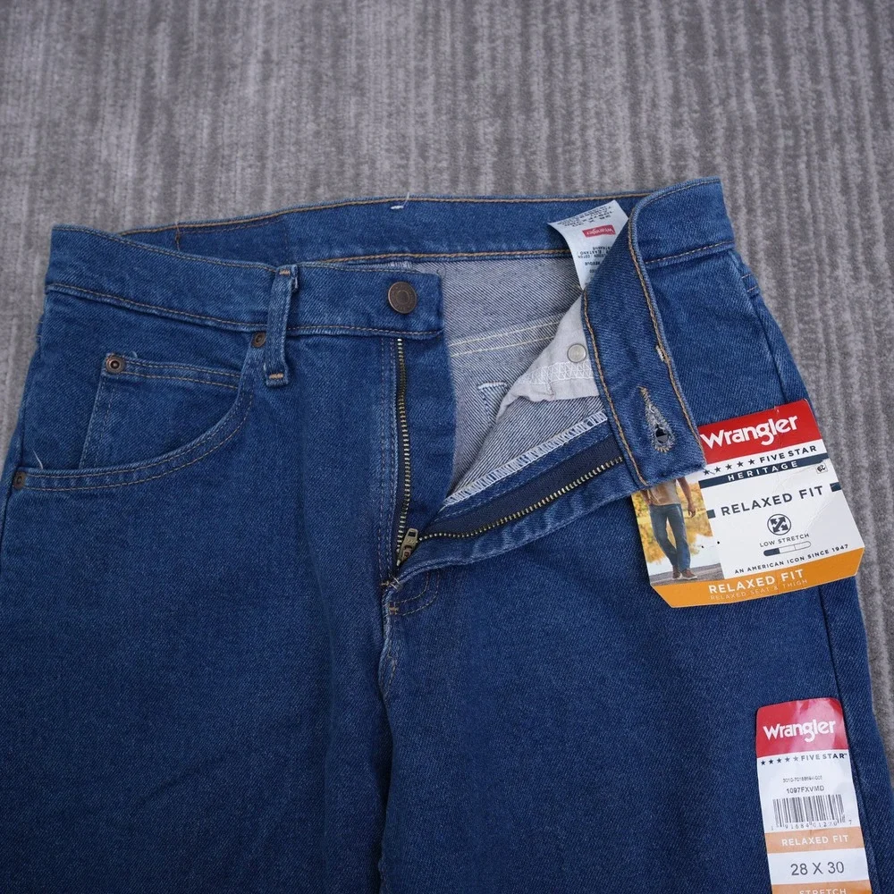 Wrangler Five Star Heritage Relaxed Fit Jeans Blue Stretch 28x30 1097FXVMD